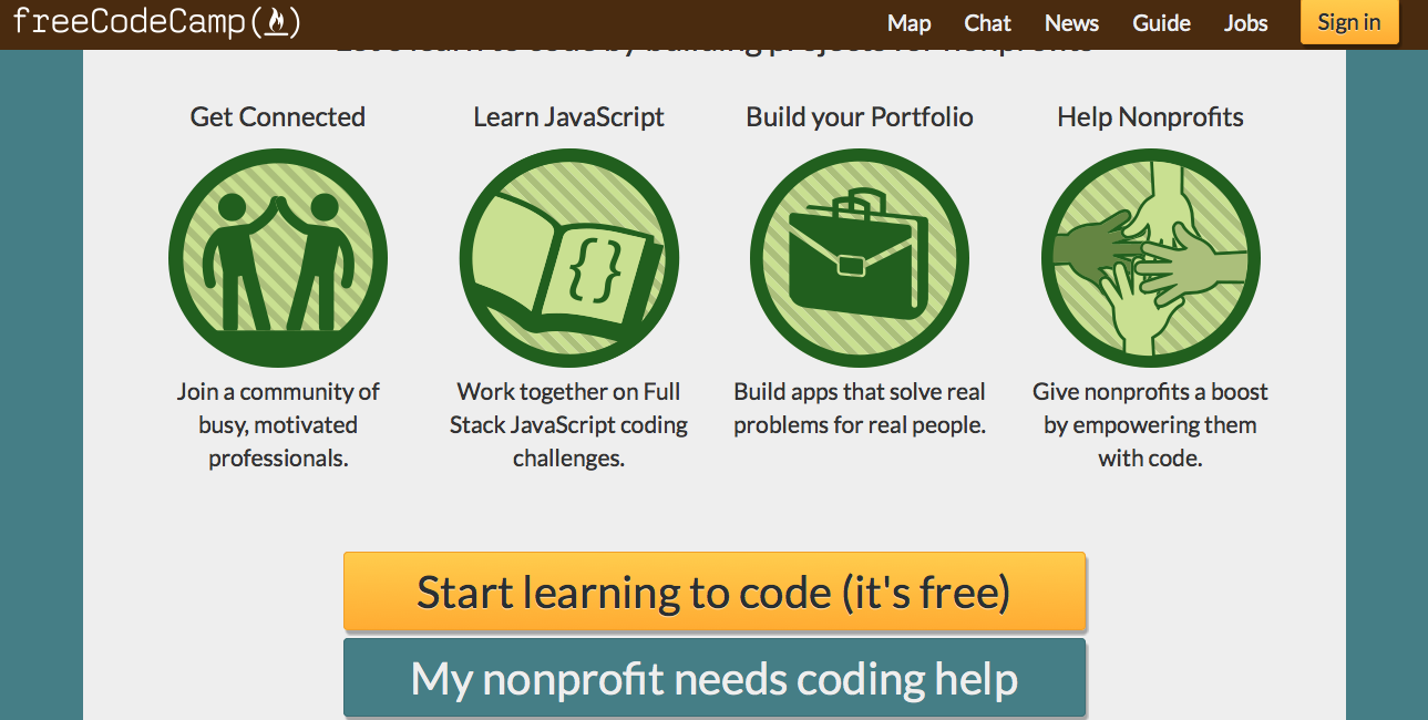 Learn to code by building projects for nonprofits – Aprèn codi mentre fas projectes per a ONGs